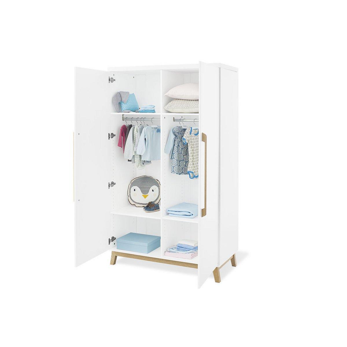 Babykamer combinatie Hilda & Riva: ledikant, commode, 2-deurs kledingkast en wandplank - FamilyStuff