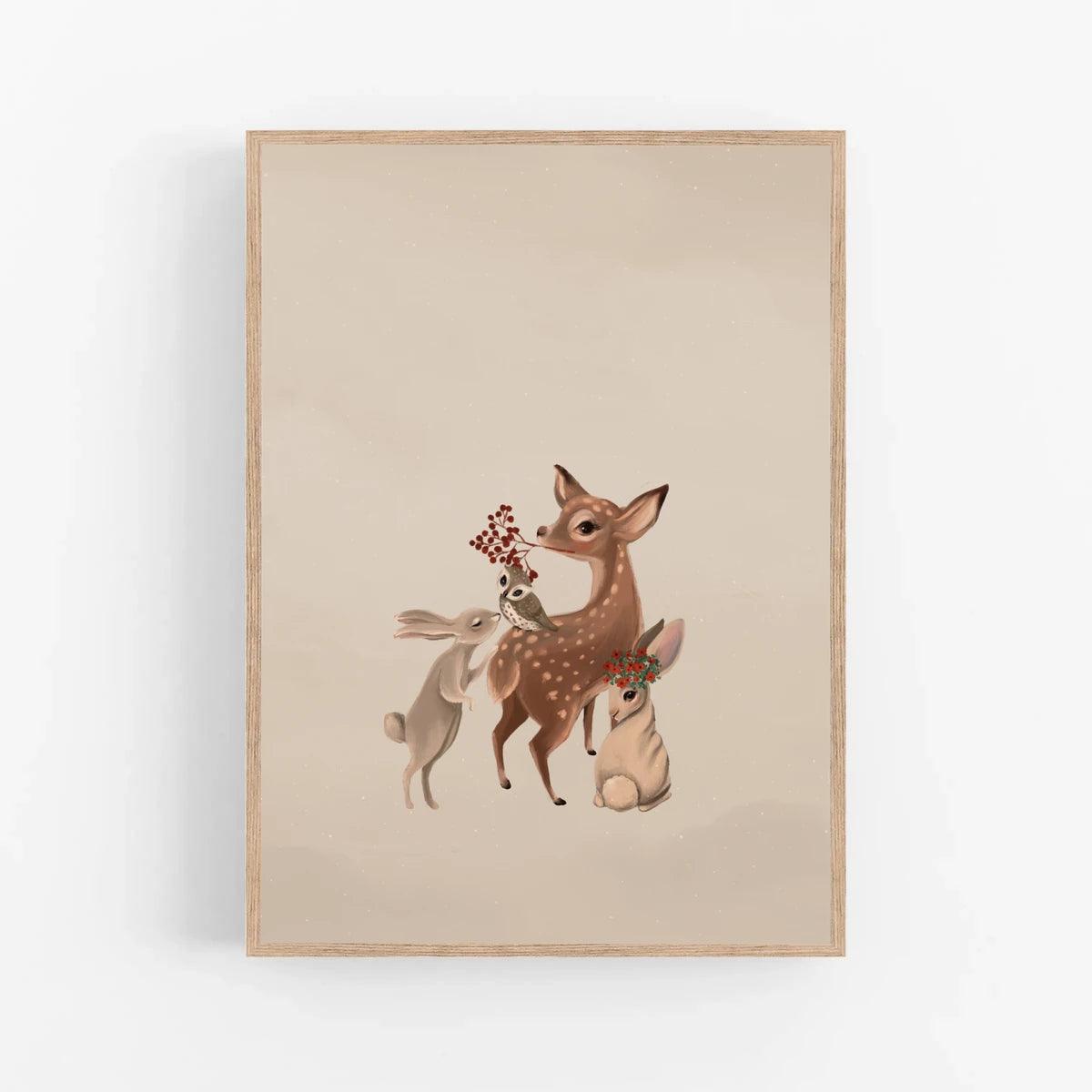 Set van 3 posters - Bosdieren vriendjes beige | Enchanted forest - Bosdieren - FamilyStuff