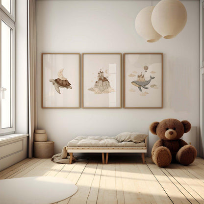 Set van 3 posters - Kastelen en Zeedieren set #3 | Memories of dreams - FamilyStuff