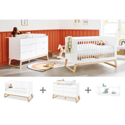 Babykamerset Bridge – ledikant, brede commode en wandplank - FamilyStuff