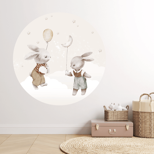 Behangcirkel zelfklevend The Night Rabbits | Konijntjes - FamilyStuff