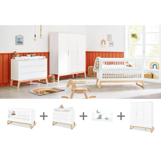 Babykamerset Bridge – ledikant, commode, 3 - deurs kledingkast en wandplank - FamilyStuff