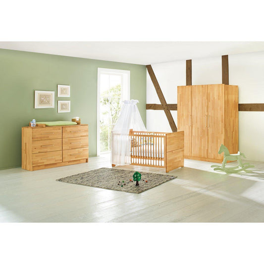 Babykamerset Natura – Ledikant, Brede Commode, 3 - Deurs Kledingkast - FamilyStuff